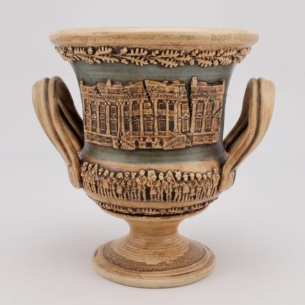 V248: Main image for Small Green Krater with Cracked White House made by Brad Menninga