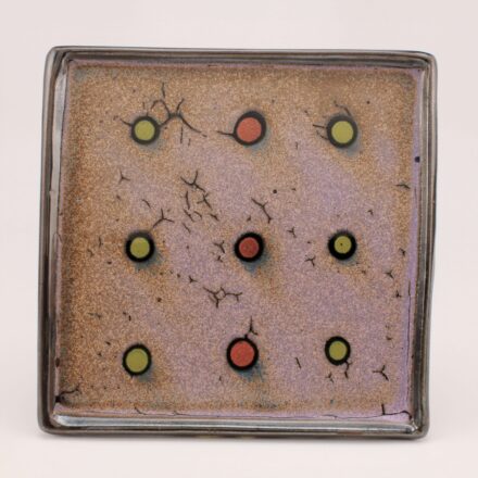 P643: Main image for Purple Spotted Square Plate made by Daphne Hatcher