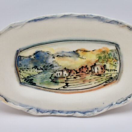 P565: Main image for Oval Dish with Landscape made by Laurie Shaman
