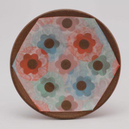 P727: Main image for Little Flowers on Dark Clay plate made by Kristen Kieffer