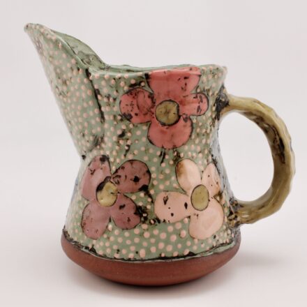PV138: Main image for Pitcher with pink flower inside spout made by Dee Quinn
