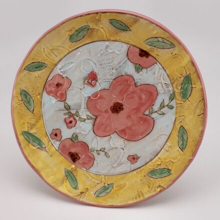 P646: Main image for Yellow Rimmed Floral Plate made by Kaitlyn Brennan