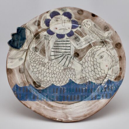 P655: Main image for Fish Rider Plate made by Lynne Hobaica