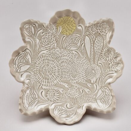 P622: Main image for Footed Rimmed Salad Plate made by Sue Tirrell