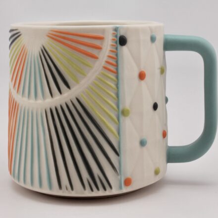 C1374: Main image for Orange, Turquoise, Grey and Chartreuse Mosaic Mug made by Kelly Justice