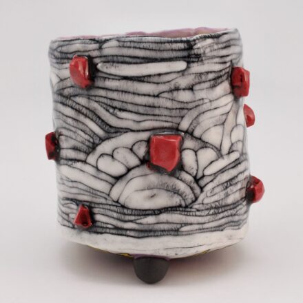 C1556: Main image for footed cup with red rocks made by Elizabeth Given