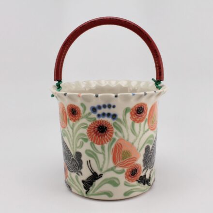 OT91: Main image for Kitchen Pail with Grey Hens and Grasshoppers made by Sue Tirrell
