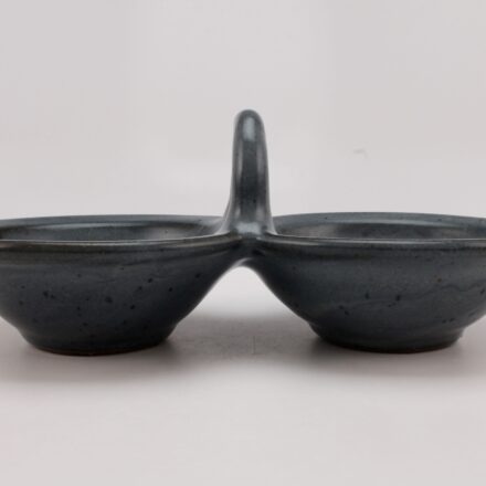 B909: Main image for Blue Double Bowl made by Alana Cuellar